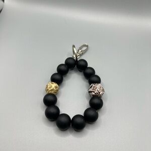 Elegant Black Silicone Beaded Bracelet - Handmade K0247C